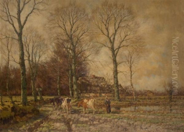 Landscape With Cattle Oil Painting by Arnold Marc Gorter