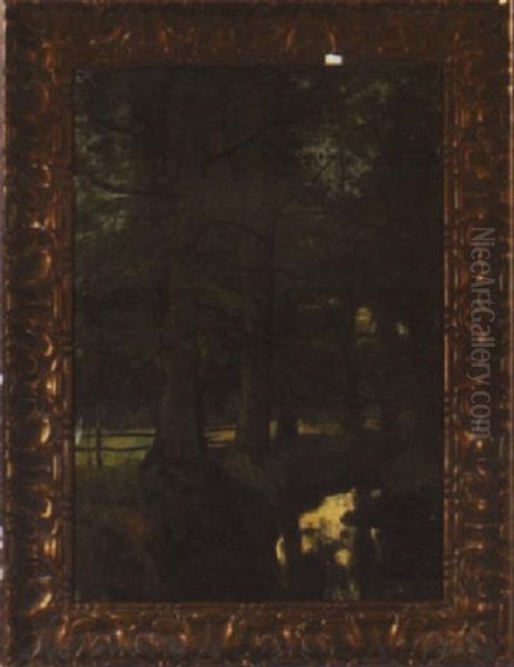 Forest Scene With Fence And Stream Oil Painting by Arnold Marc Gorter