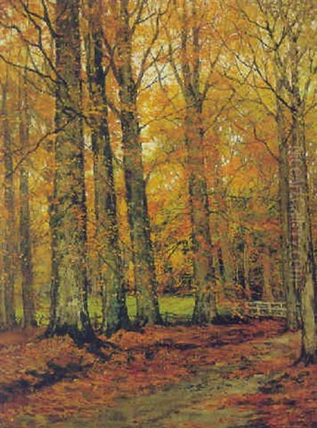 An Autumn Forest Oil Painting by Arnold Marc Gorter