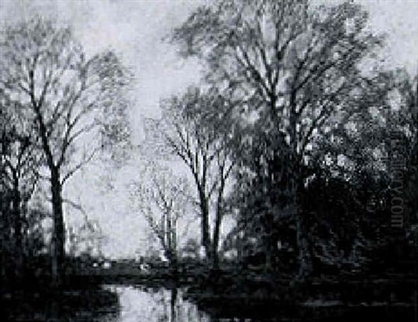 Autumn: Trees By A Pond Oil Painting by Arnold Marc Gorter