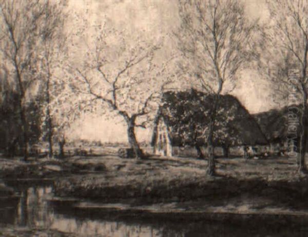 A Farmyard In Spring Oil Painting by Arnold Marc Gorter