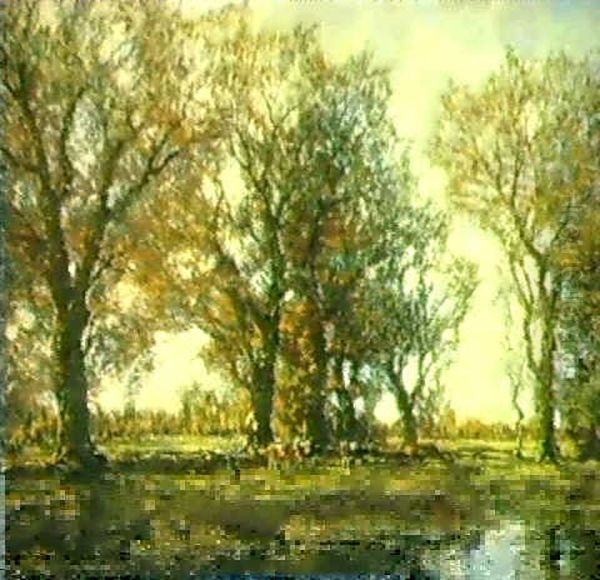 Hirtin Mit Ihr Kuhherde An Einem Gewasser Oil Painting by Arnold Marc Gorter