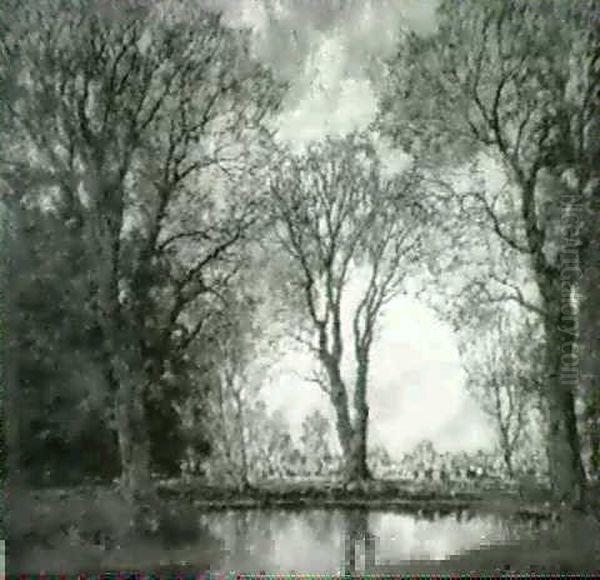 Wooded Pond With Cattle On The Veluwe Oil Painting by Arnold Marc Gorter