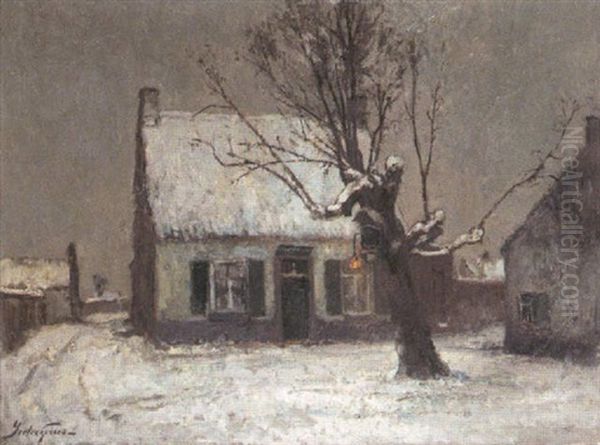 Besneeuwde Huizen Oil Painting by Pieter Gorus