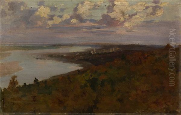 Volga Landscape Oil Painting by Ivan Silych (Silovich) Goryushkin-Sorokopudov