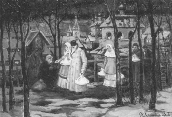 Weihnachtliche Szene Oil Painting by Ivan Silych (Silovich) Goryushkin-Sorokopudov