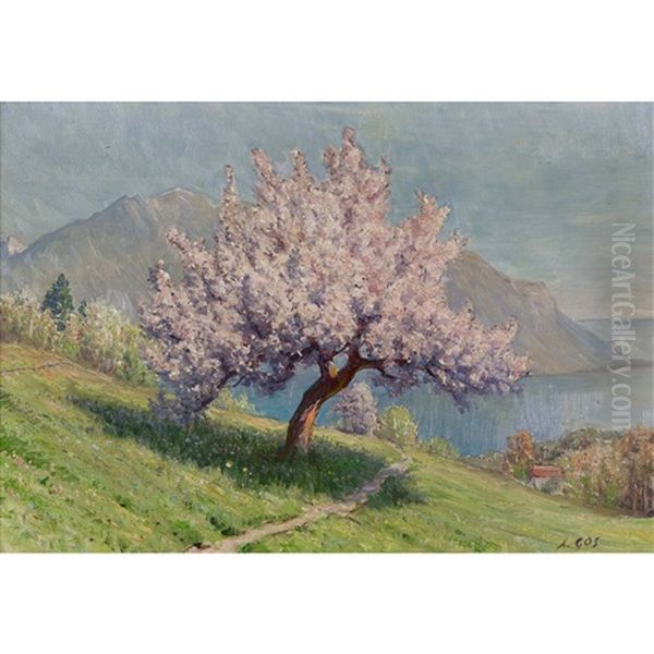 Seelandschaft Mit Bluhendem Obstbaum Oil Painting by Albert Henri John Gos