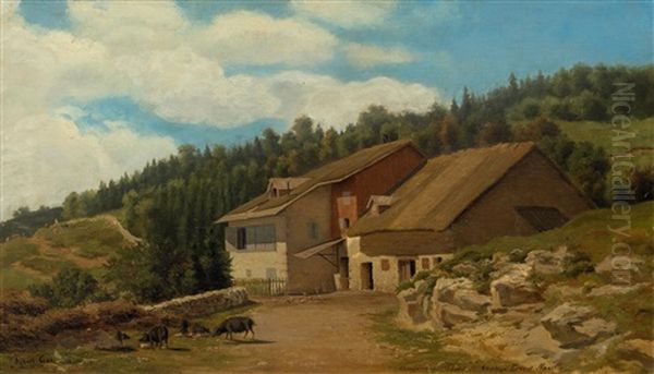 Chalet Naville Am Saleve Oil Painting by Albert Henri John Gos