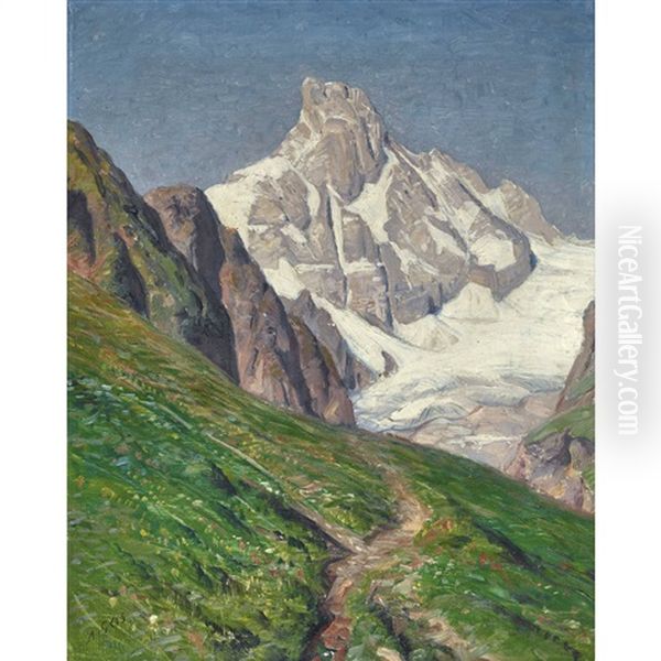 Alpweg Mit Blick Auf Den Egginer Oil Painting by Albert Henri John Gos