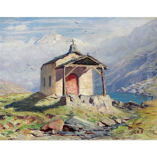 Die Kapelle Maria Zum Schnee Am Schwarzsee Bei Zermatt Oil Painting by Albert Henri John Gos