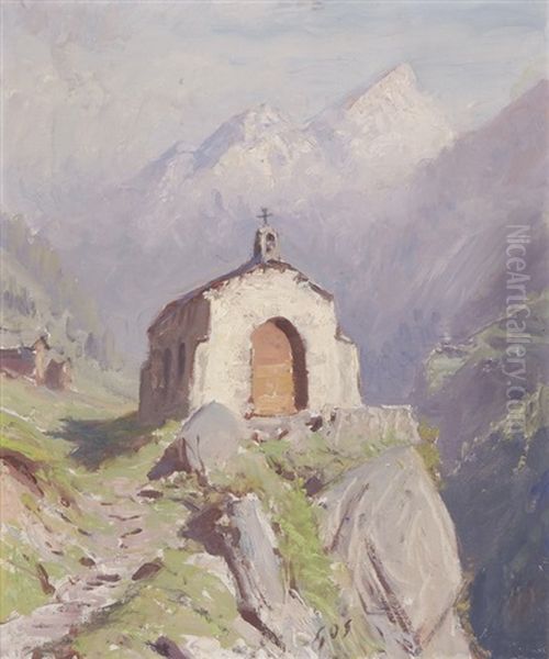 Chapelle Valaisanne Oil Painting by Albert Henri John Gos