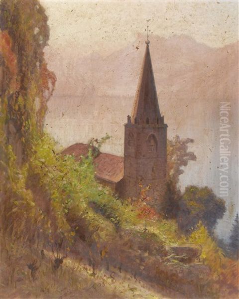 Eglise De Montreux Oil Painting by Albert Henri John Gos