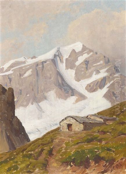 Vergletscherte Bergpartie Oil Painting by Albert Henri John Gos