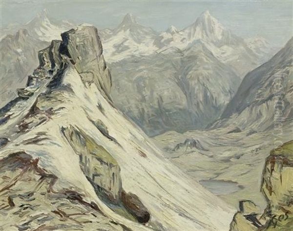 Blick Richtung Weisshorn Gornergrat Oil Painting by Albert Henri John Gos