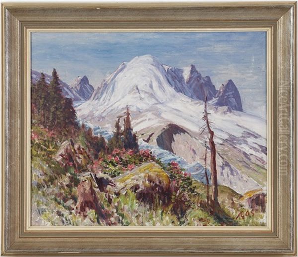 Paysage De Montagne Oil Painting by Albert Henri John Gos