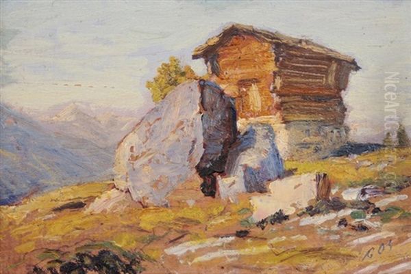 Berghutte Im Wallis Oil Painting by Albert Henri John Gos