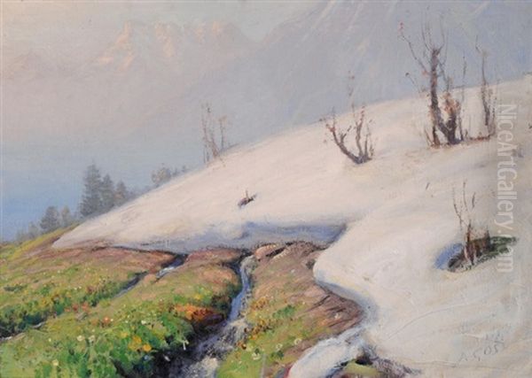 Hiver Et Printemps Oil Painting by Albert Henri John Gos