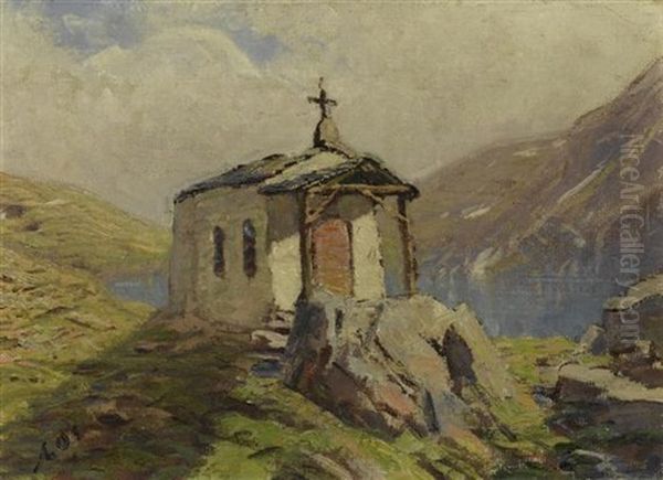 Chapelle Du Lac Noir Oil Painting by Albert Henri John Gos