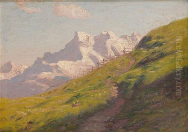 Les Dents Du Midi Oil Painting by Albert Henri John Gos