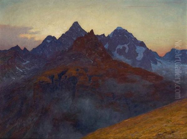 Le Obergabelhorn, Vallee De Zermatt Oil Painting by Albert Henri John Gos