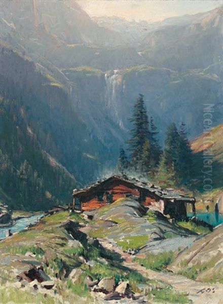 Chalet A Trachsellauenen Oil Painting by Albert Henri John Gos