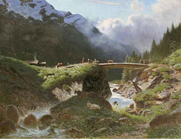 Val D'anniviers Oil Painting by Albert Henri John Gos