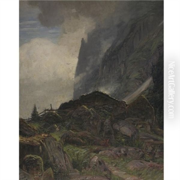 Landscape In The Bernese Alps by Albert Henri John Gos