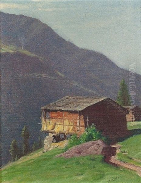 Chalet In Den Alpen Oil Painting by Albert Henri John Gos