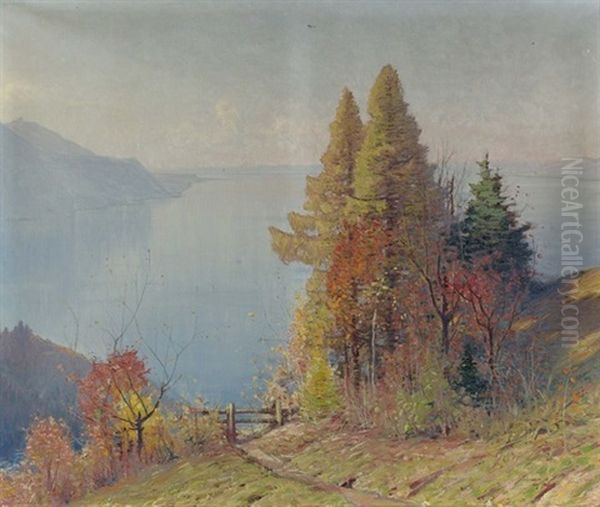 Herbstliche Partie Am Genfersee Oil Painting by Albert Henri John Gos