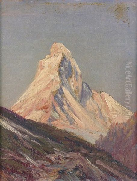 Das Matterhorn Im Abendrot Oil Painting by Albert Henri John Gos