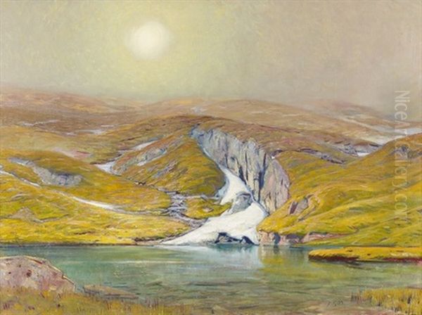 Bergsee Im Vorfruhling Oil Painting by Albert Henri John Gos