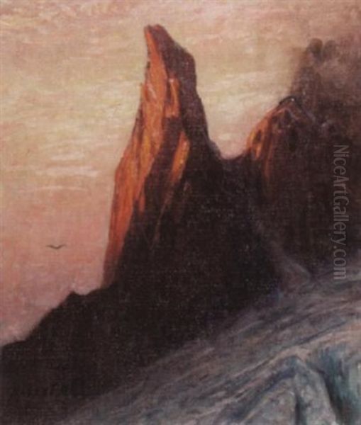 Bergspitze Im Abendrot Oil Painting by Albert Henri John Gos