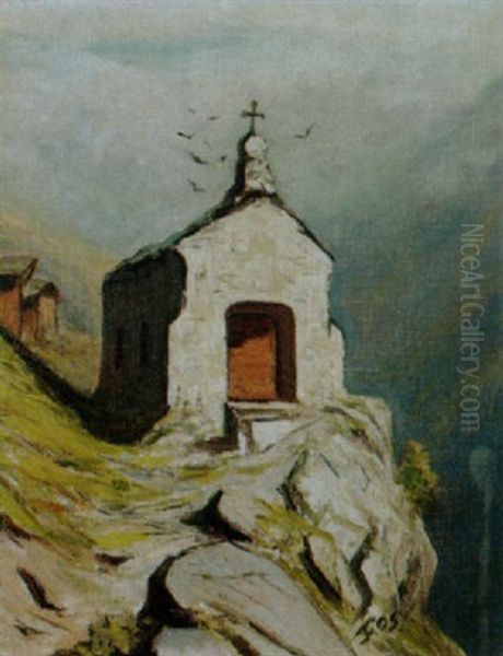 Einsame Kapelle Im Wallis Oil Painting by Albert Henri John Gos