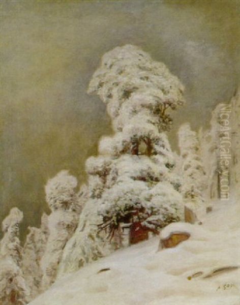 La Neige, Ryffelalp Oil Painting by Albert Henri John Gos