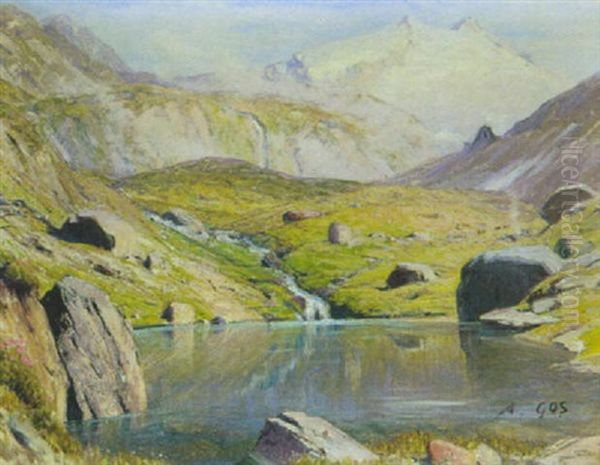 Walliser Hochgebirgssee Im Fruhling Oil Painting by Albert Henri John Gos