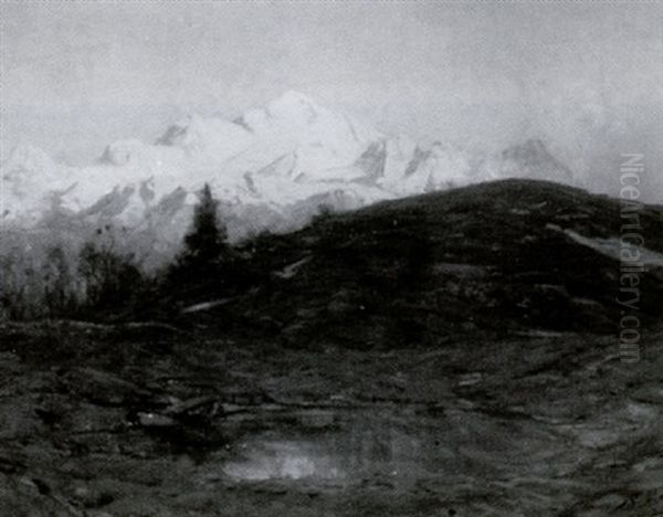 Alpenglow On Mont Blanc Oil Painting by Albert Henri John Gos