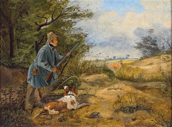 Jager Mit Jagdhund Auf Der Pirsch Oil Painting by Karl Goeser