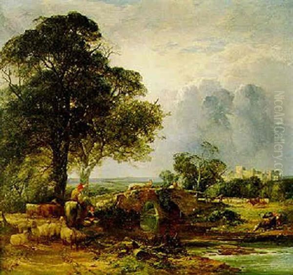 Flusslandschaft Mit Hirten Oil Painting by William Gosling