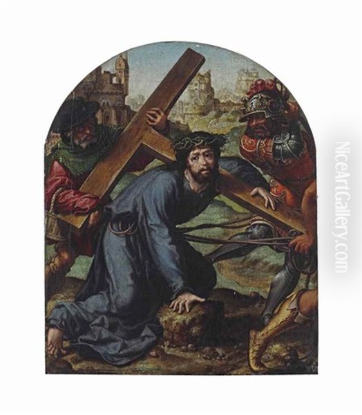 Christ Falling Under The Cross Oil Painting by Jan Gossaert