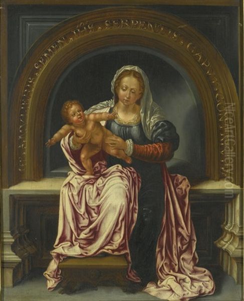 Virgin And Child Enthroned Oil Painting by Jan Gossaert