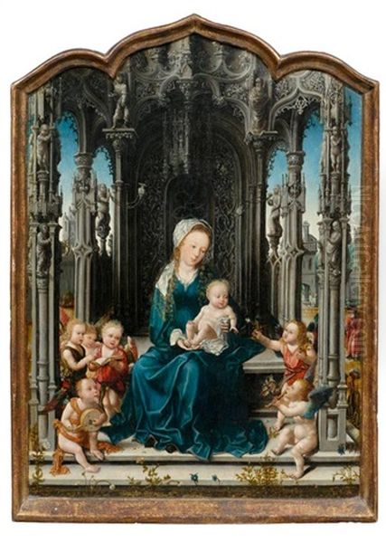 Madonna Mit Kind Und Musizierenden Engeln Oil Painting by Jan Gossaert