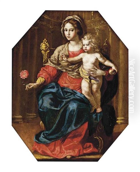 The Virgin And Child Enthroned Oil Painting by Jan Gossaert