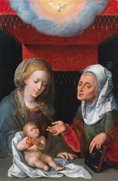 Die Heilige Anna Selbdritt Oil Painting by Jan Gossaert