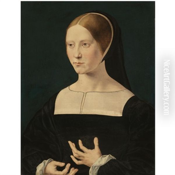 Portrait Of A Young Woman, Bust Length Oil Painting by Jan Gossaert