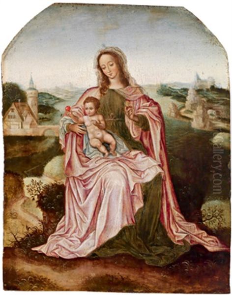 Maria Mit Dem Kind In Einer Landschaft Oil Painting by Jan Gossaert