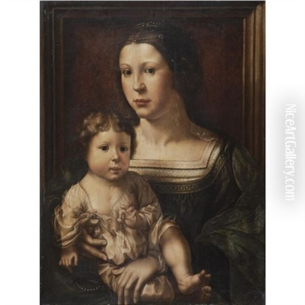 The Virgin And Child, Said To Be A Double Portrait Of Anna Van Bergen, Marquise De Veere, And Her Son Oil Painting by Jan Gossaert