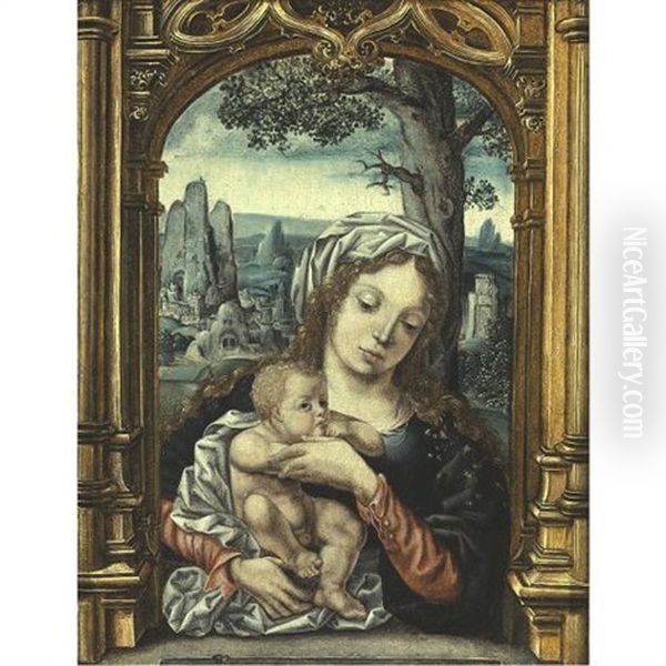 Virgin And Child Oil Painting by Jan Gossaert