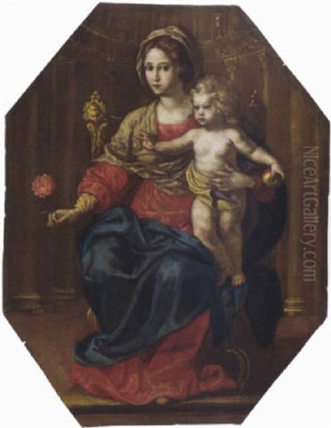 The Madonna And Child Enthroned Oil Painting by Jan Gossaert