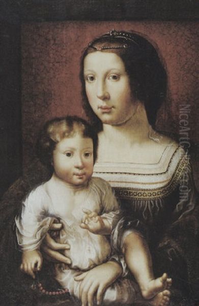 Maria Mit Dem Kind In Halbfigur, Die Sogenannte Madonna Mit Dem Gescheitelten Kind Oil Painting by Jan Gossaert