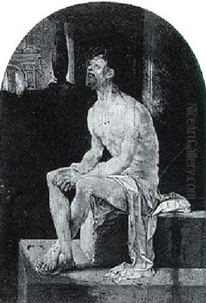 Christ Seated At A Column Oil Painting by Jan Gossaert